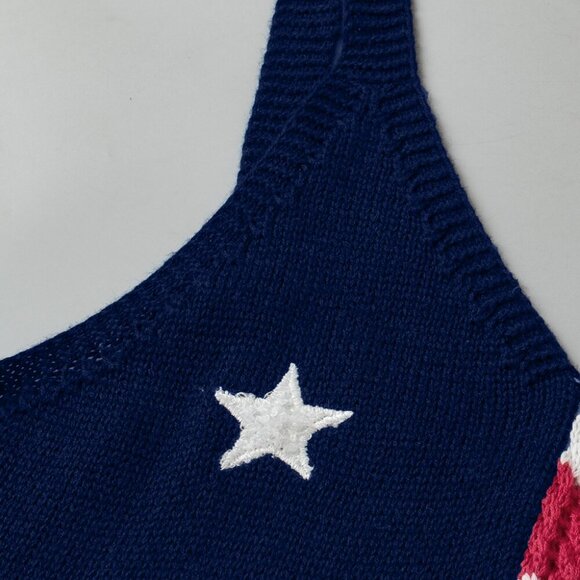 Red Stars and Stripes Flag Pattern Knitted Tank - Picture 11 of 13